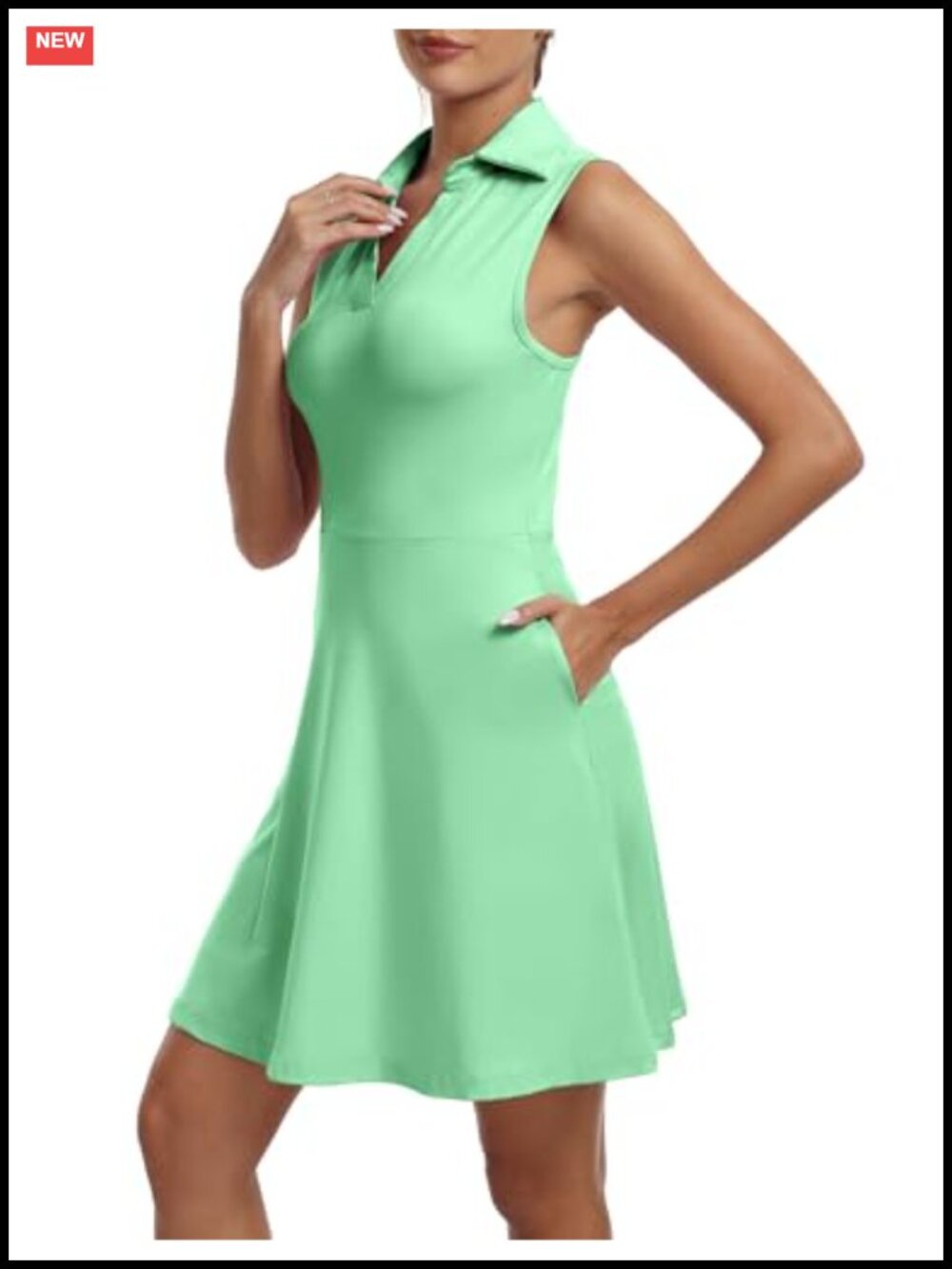 Women's Polyester Spandex Athletic Tennis Golf Dress Sleeveless